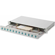 Оптична панель DIGITUS 19' 1U, 12xLC duplex, incl, Splice Cass, OM3 Color Pigtails, Adapter