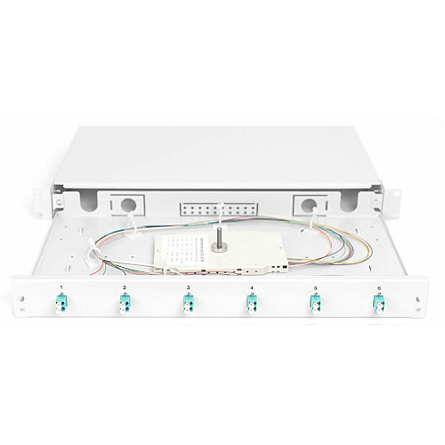 Оптична панель DIGITUS 19' 1U, 6xLC duplex, incl, Splice Cass, OM3 Color Pigtails, Adapter