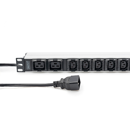 Пристрій розподілу електроживлення DIGITUS 1U, 8xC13, 2xC19, 16A, 250V, вилка C20
