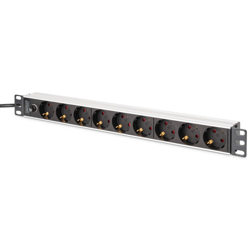 Пристрій розподілу електроживлення DIGITUS 1U, 8xSchuko, 10A, 250V, запобіжник, вилка C14