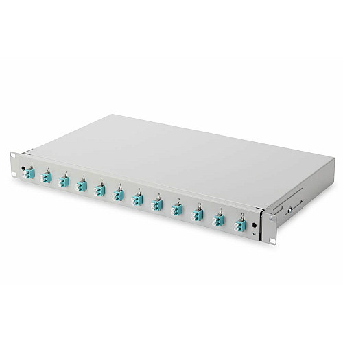 Оптична панель DIGITUS 19' 1U, 12xLC duplex, incl, Splice Cass, OM3 Color Pigtails, Adapter