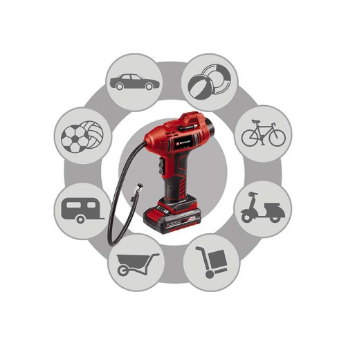 Компресор повітряний ручний Einhell CE-CC 18 Li - Solo, акумуляторний 18В PXC, до 12л/хв, 11бар, 0.76кг без АКБ та ЗП