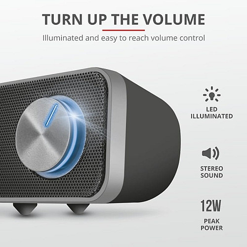 Акустична система Trust Arys Саундбар, USB/AUX, чорний