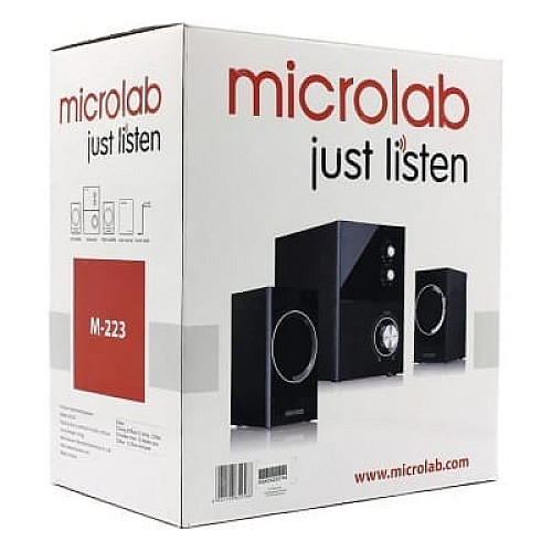 Акустическая система MICROLAB M-223 2.1, 17W, mini-jack, черный