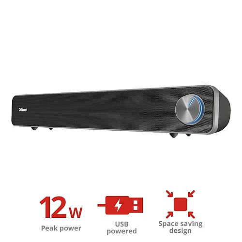 Акустична система Trust Arys Саундбар, USB/AUX, чорний