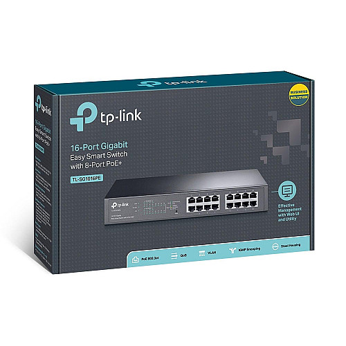 Комутатор TP-LINK TL-SG1016PE 16xGE (8xPoE), 124.4 Вт, WebSmart