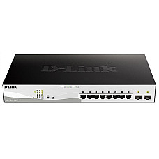 Комутатор D-Link DGS-1210-10MP 8xGE PoE, 2xSFP, 130Вт