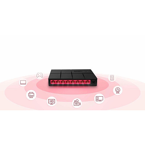 Комутатор MERCUSYS MS108G 8xGE, Некерований