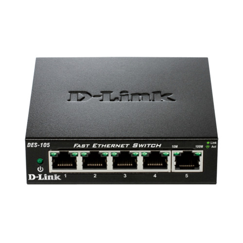 Комутатор D-Link DES-105/E 5xFE, Некерований, Метал