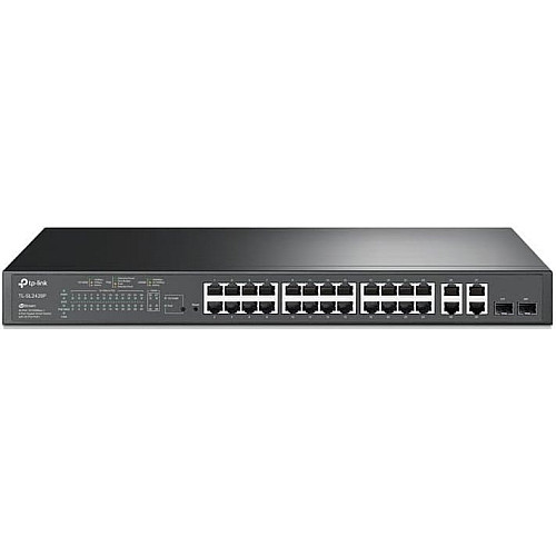 Коммутатор TP-LINK SL2428P 24xFE(24xPoE), 4xSFP, 250Вт, Неуправляемый