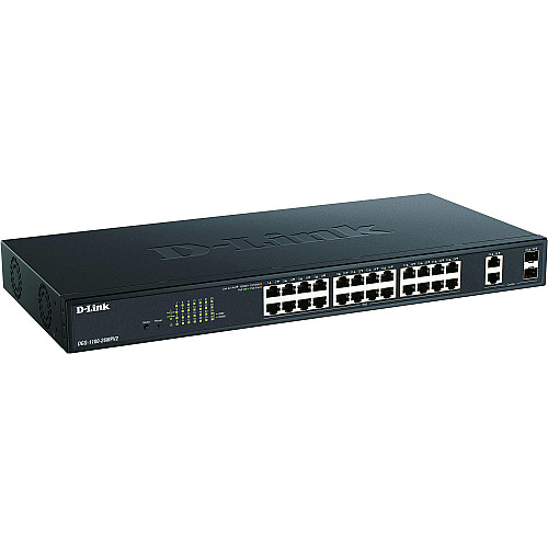 Комутатор D-Link DGS-1100-26MPV2 24xGE PoE, 2xSFP/GE, 370Вт, EasySmart