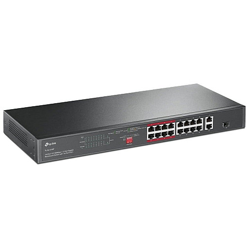 Комутатор TP-LINK TL-SL1218P 16xFE (16xPoE), 2xSFP, 150Вт, Некерований