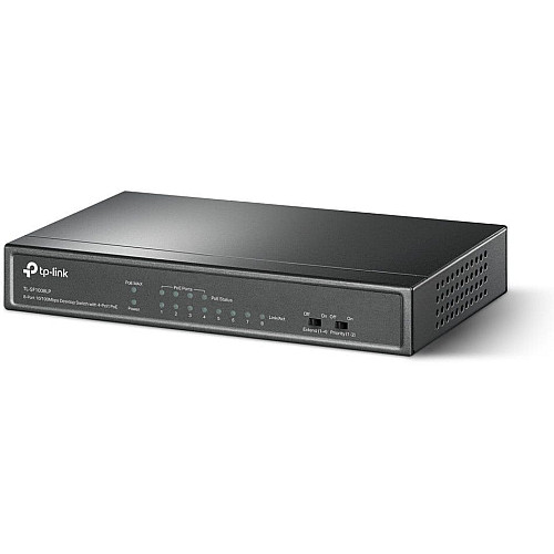 Коммутатор TP-LINK TL-SF1008LP, 8x1FE (4xPoE), 41Вт, Неуправляемый