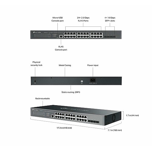 Комутатор TP-LINK SG3428X-M2 24x2.5GE, 4xSFP+, Керований L2