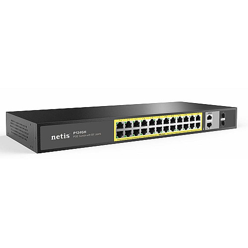 Коммутатор Netis P124GH 24xFE PoE, 4xGE (2xUplink, 2xSFP), 360Вт, Неуправляемый