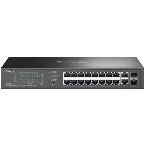 Комутатор TP-LINK ES220GP  18xGE (16xPoE), 250W, 2xSFP, WebSmart