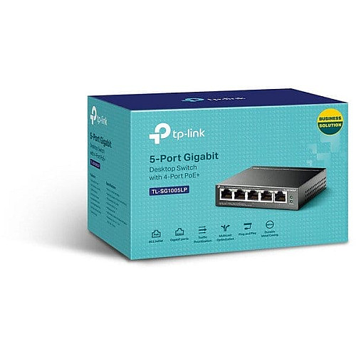 Комутатор TP-LINK TL-SG1005LP 5xGE (4xPoE), 40Вт, Некерований