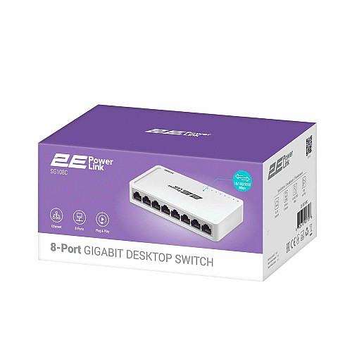 Комутатор 2E PowerLink SF108C, 8xFE, Некерований