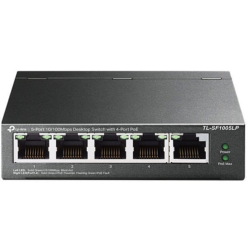 Комутатор TP-LINK TL-SF1005LP 5x1FE (4xPoE), 41Вт, Некерований