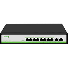 Комутатор Tiandy TC-P3S010 Spec: H/0820/AT/90, 8х10/100Mbps PoE Ports + 2х100/1000Mbps RJ45 Uplink Ports