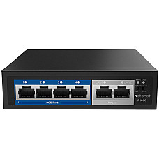 Комутатор Netis P106C 6xFE (4xPoE), 60Вт, Некерований