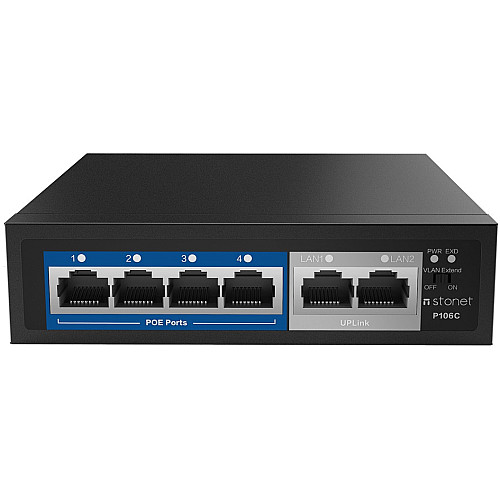 Комутатор Netis P106C 6xFE (4xPoE), 60Вт, Некерований