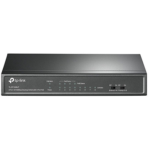 Коммутатор TP-LINK TL-SF1008LP, 8x1FE (4xPoE), 41Вт, Неуправляемый