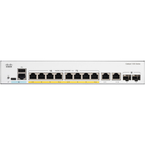 Комутатор Cisco Catalyst 1200 8xGE, Ext PS, 2x1G Combo