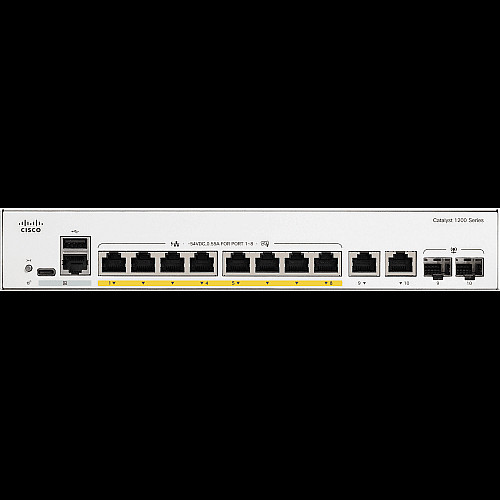 Коммутатор Cisco Catalyst 1200 8xGE, PoE, Ext PS, 2x1G Combo