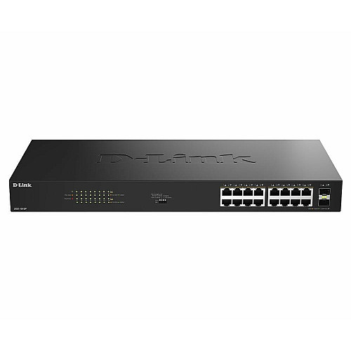 Коммутатор D-Link DGS-1018P 16x1GE PoE+, 240Вт, 30Вт/порт, Неуправляемый