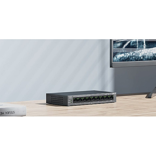 Комутатор TP-LINK LS109P  9xFE (8xPoE), 63 Вт