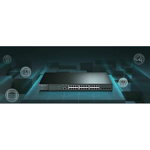 Коммутатор TP-LINK SG3428MP 24xGE (24 PoE), 4xSFP, 384Вт Управляемый L2