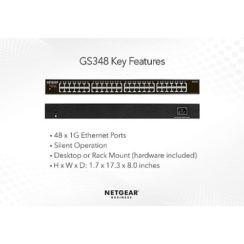 Комутатор NETGEAR GS348 48xGE, Некерований