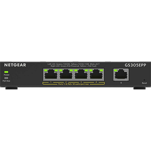 Коммутатор NETGEAR GS305EPP 5xGE (4xPoE), 120Вт, WebSmart