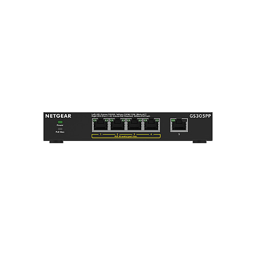 Комутатор NETGEAR GS305PP 5xGE (4xPoE), 83Вт, Некерований