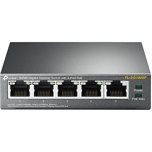 Комутатор TP-LINK TL-SG1005P 5xGE (4xPoE), 56Вт, Некерований