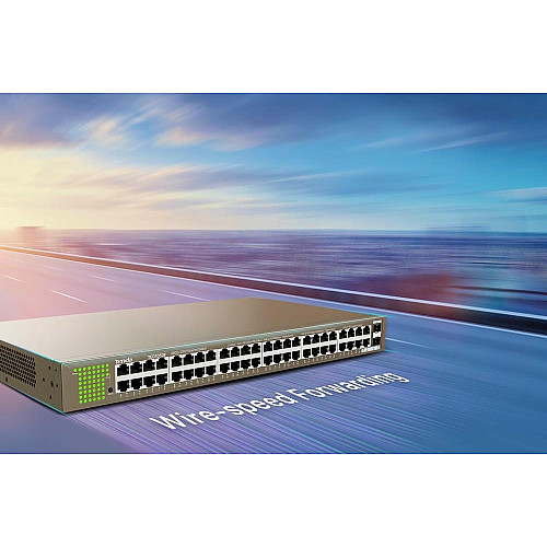 Комутатор TENDA TEG1050F 48xGE, 2xSFP Combo, Некерований
