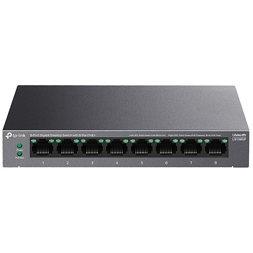 Комутатор TP-LINK  LS108GP  8xGE (8xPoE), 62 Вт