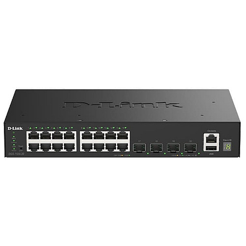 Комутатор D-Link DGS-1530-20 16xGE, 4xSFP+ Керований. L2+