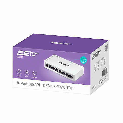 Коммутатор 2E PowerLink SG108C, 8xGE, Неуправляемый
