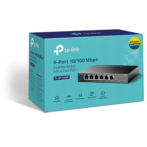 Комутатор TP-LINK TL-SF1006P 6x1FE (4xPoE), 67Вт, Некерований