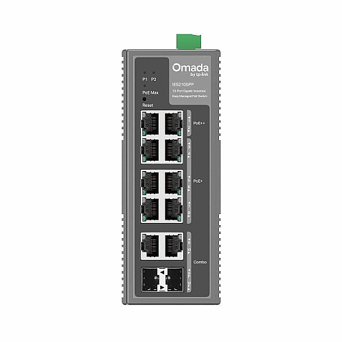 Промышленный коммутатор TP-LINK IES210GPP 8xGE (PoE), 120W, 2xGE/SFP, WebSmart