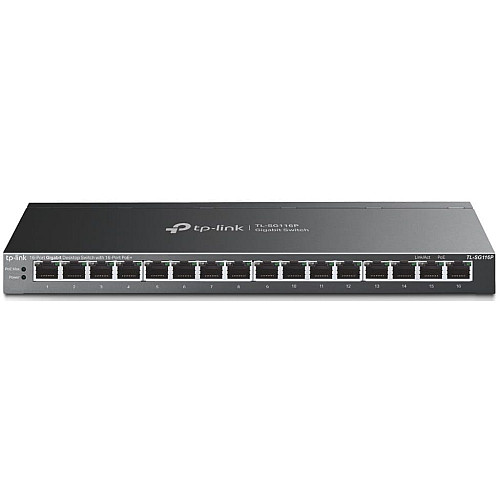 Комутатор TP-LINK TL-SG116P 16xGE (16xPoE), 120Вт, Некерований