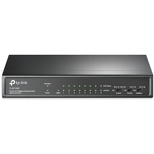 Коммутатор TP-LINK TL-SF1009P 9x1FE (8xPoE), 65Вт, Неуправляемый