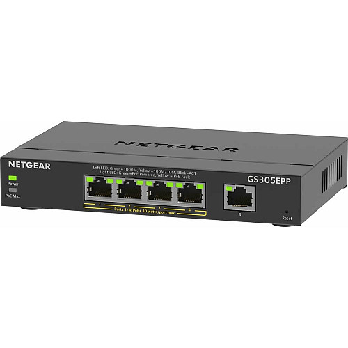 Коммутатор NETGEAR GS305EPP 5xGE (4xPoE), 120Вт, WebSmart