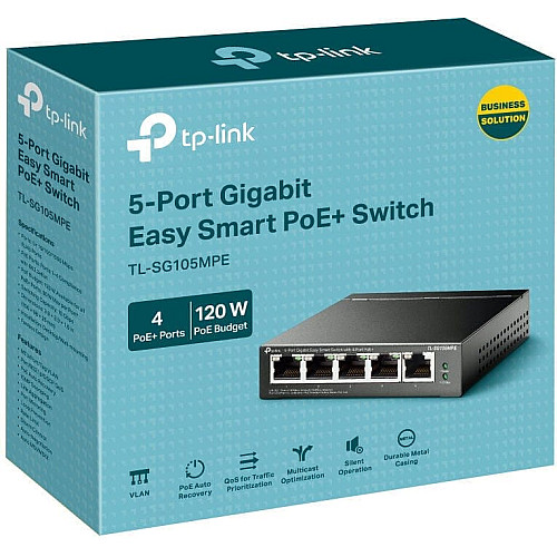 Комутатор TP-LINK TL-SG105MPE 5xGE (4xPoE), 120Вт, WebSmart