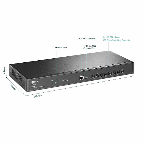 Комутатор TP-LINK SX3008F 8xSFP+, Керований L2