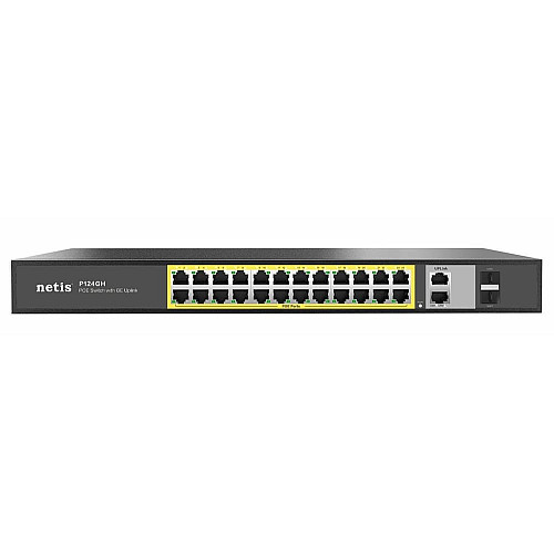 Коммутатор Netis P124GH 24xFE PoE, 4xGE (2xUplink, 2xSFP), 360Вт, Неуправляемый