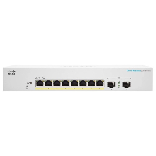 Комутатор Cisco CBS220 8хGE, PoE, Ext PS, 2x1G SFP, Smart