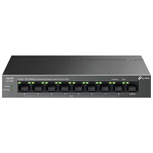 Комутатор TP-LINK LS109P  9xFE (8xPoE), 63 Вт